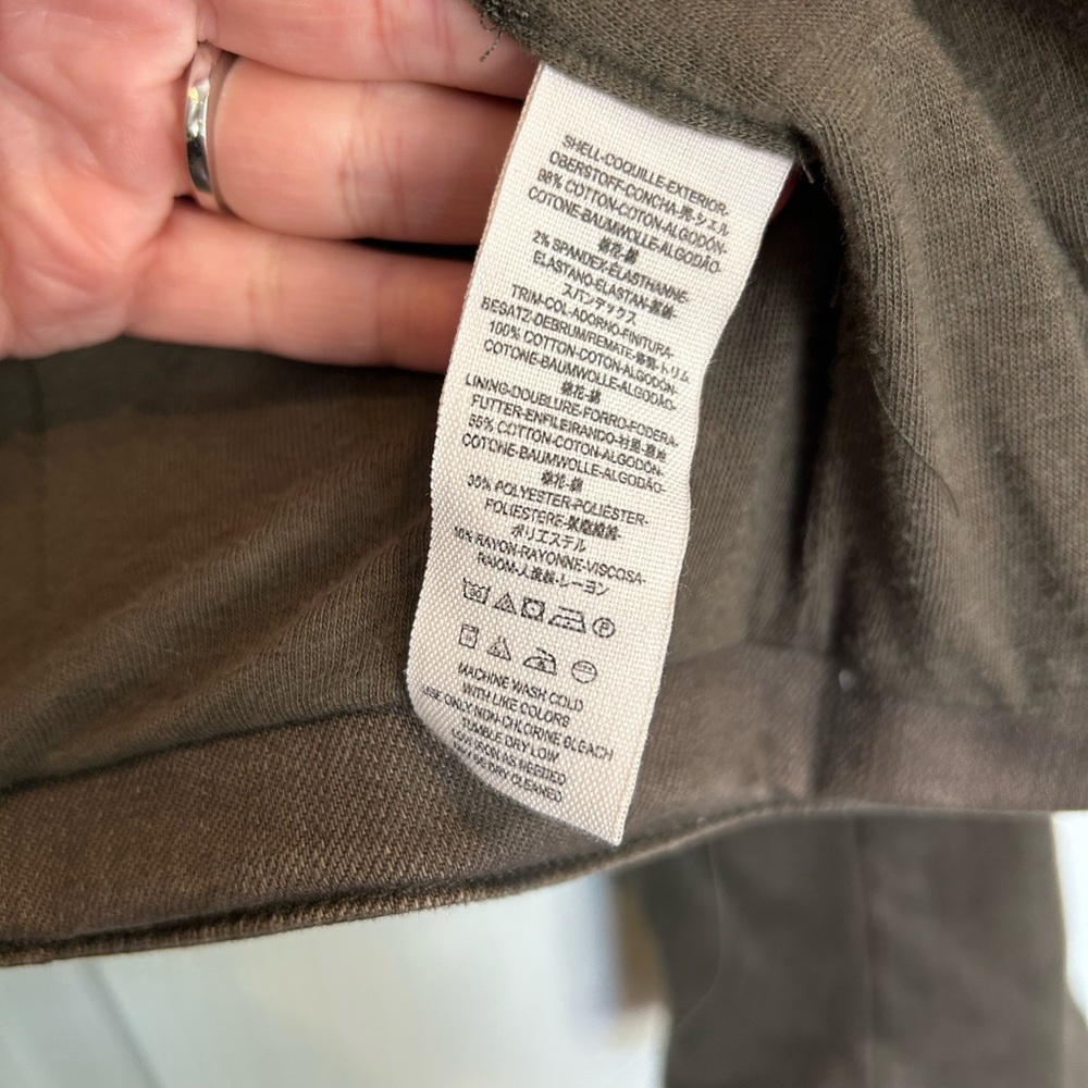Free People Drape Front Coated Denim Moto Jacket | Olive/Green | Size 10 - Picture 10 of 14